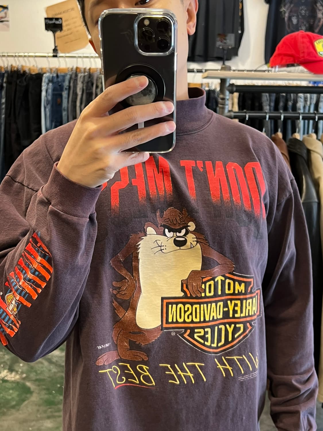 90's [XL] 할리데이비슨 루니툰즈 타즈 그래픽 빈티지 롱슬리브 상품이미지3