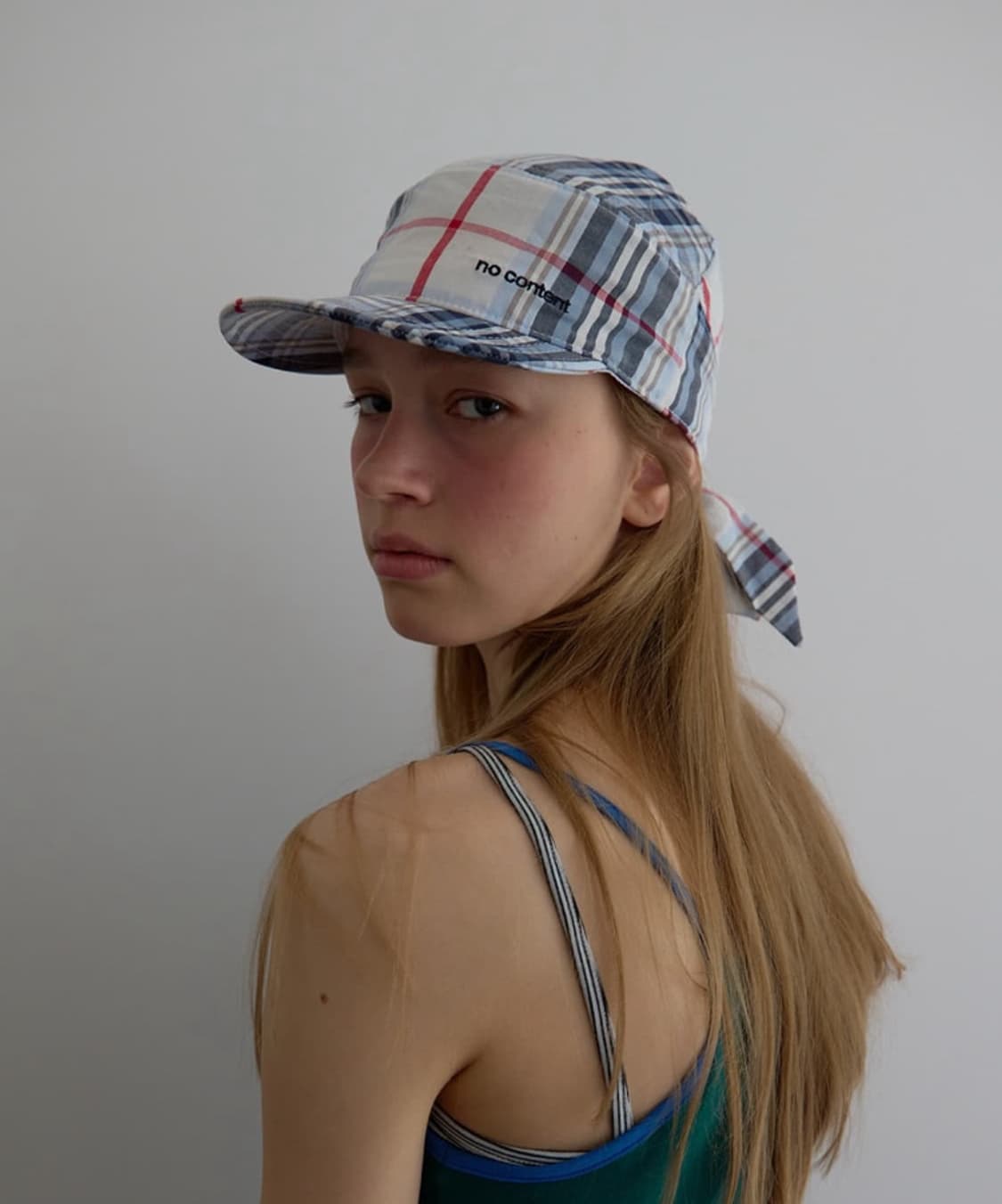 노컨텐츠 체크 리본 캡 상품이미지2