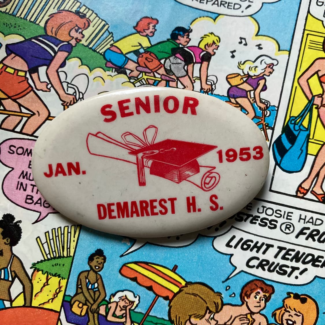 빈티지 senior 시니어 프린팅 화이트 핀 버튼 뱃지 브로치 악세사리 상품이미지1