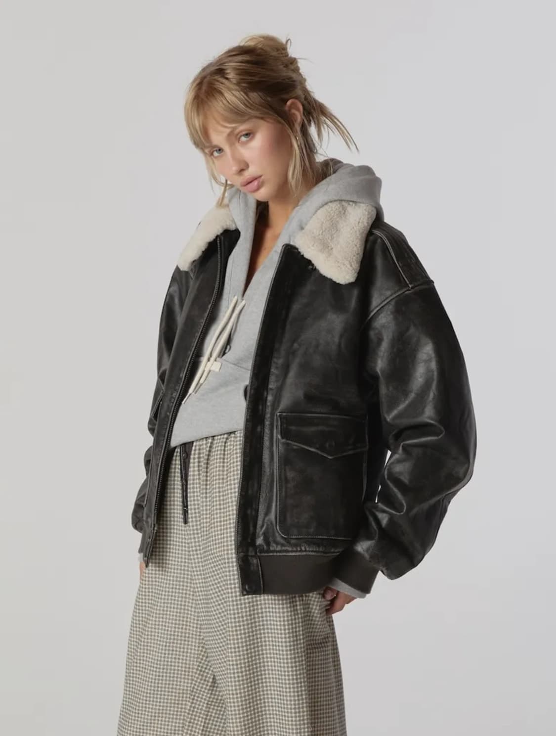 에어포스 레더 자켓 (워시드 블랙) 상품이미지4