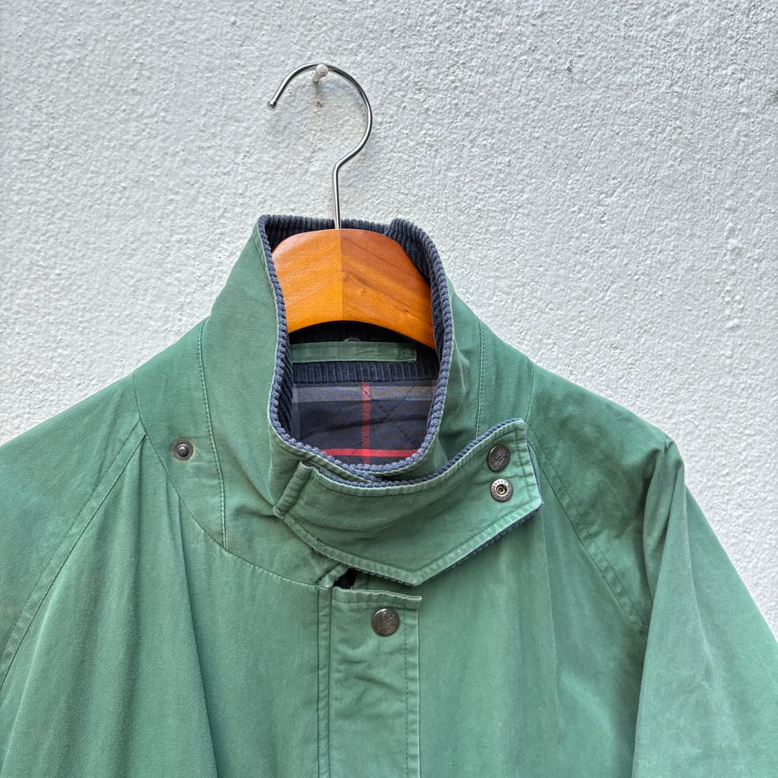 80s 버버리 페이딩 그린 체크 안감 필드 자켓 상품이미지7