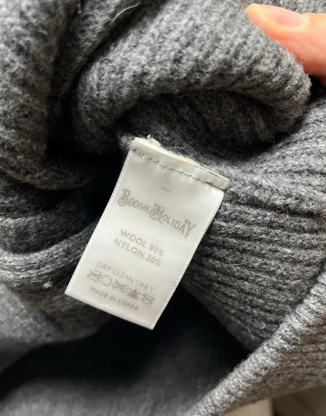 [M] 부기홀리데이 램스울 라운드넥 가디건 차콜 상품이미지5
