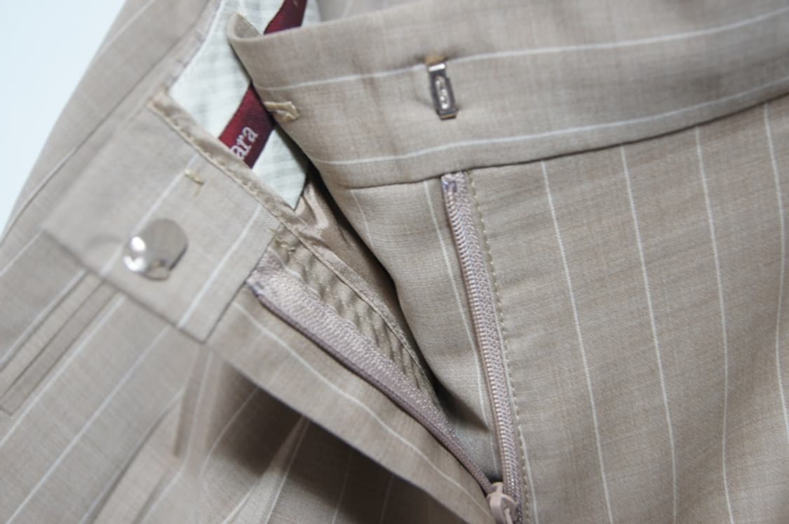 Max Mara 정품 스트라이프 핀턱 슬랙스 베이지 40 상품이미지3