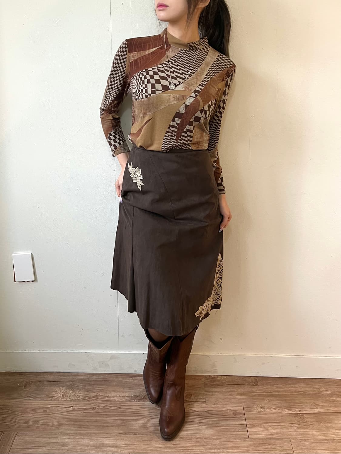 Vtg 플라워 스커트 상품이미지4