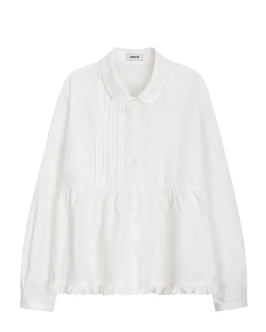 오헤시오 라운드 카라 프릴 핀턱 블라우스 셔츠 코이세이오 지초이 상품이미지3