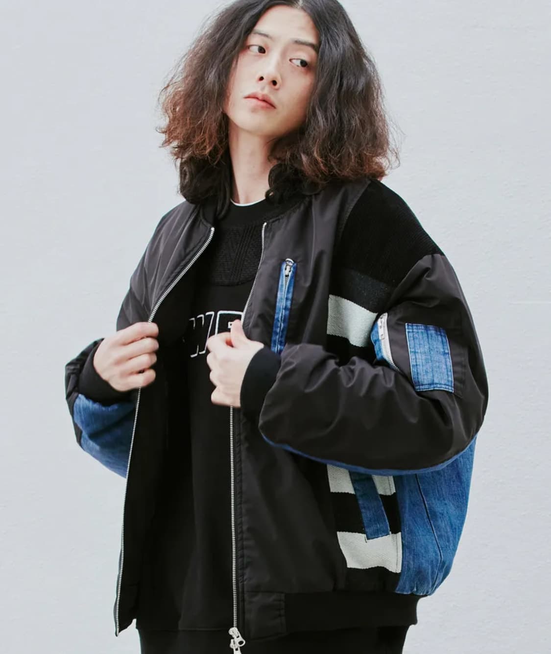 콰이어티스트 믹스 MA-1 자켓 블랙 L 상품이미지2