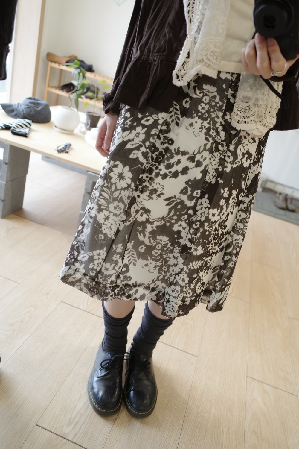 꽃 미디 스커트  상품이미지1