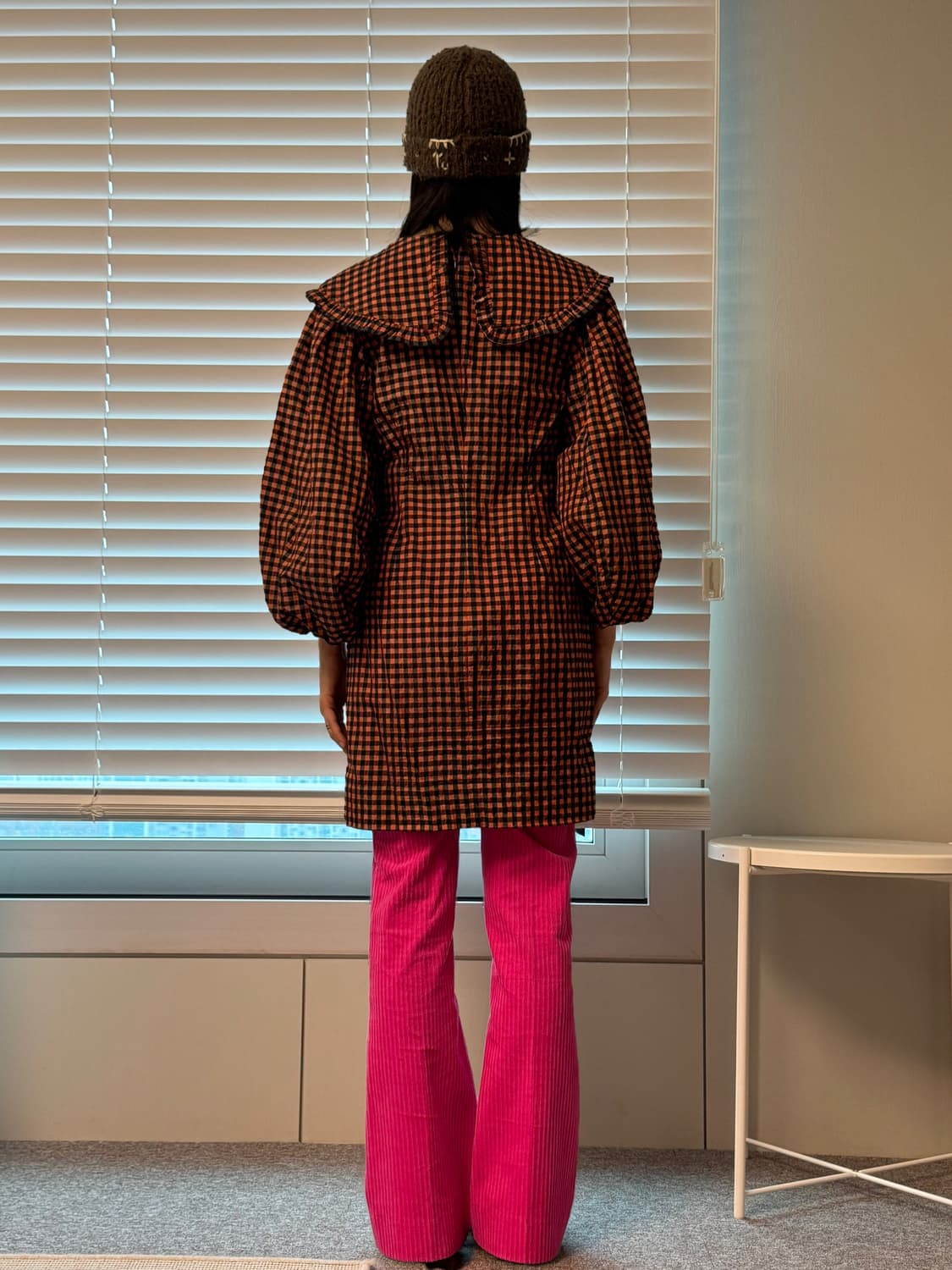 Ganni 깅엄 체크 시어서커 원피스 상품이미지3