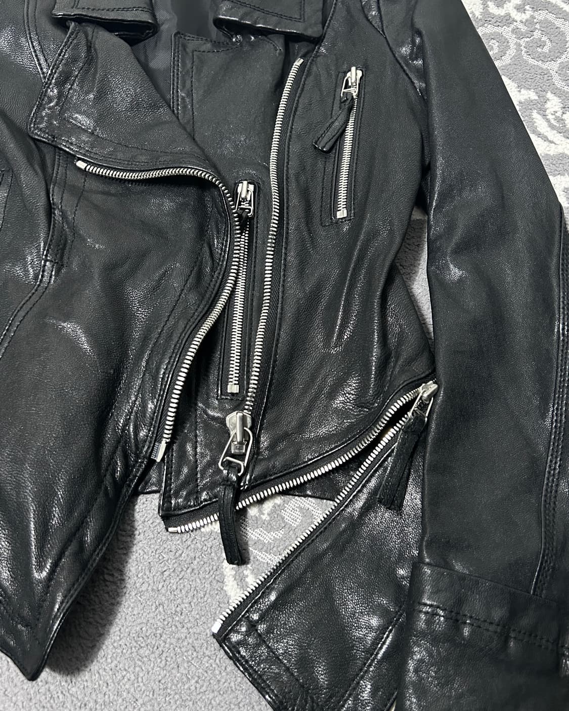 이탈리안 레더 엘라스틱 판넬 자켓 상품이미지2