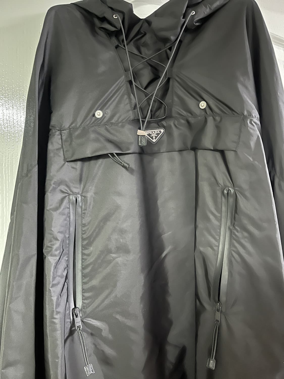 프라다 블랙 후드 판초 바람막이 새상품36 상품이미지3