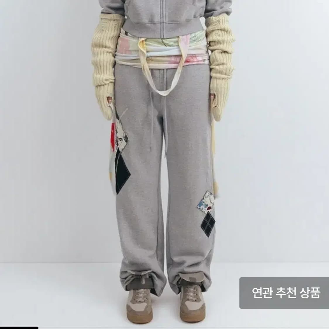 OPEN YY 오픈와이와이 아가일 패치 기모 라운지 팬츠 M 상품이미지1