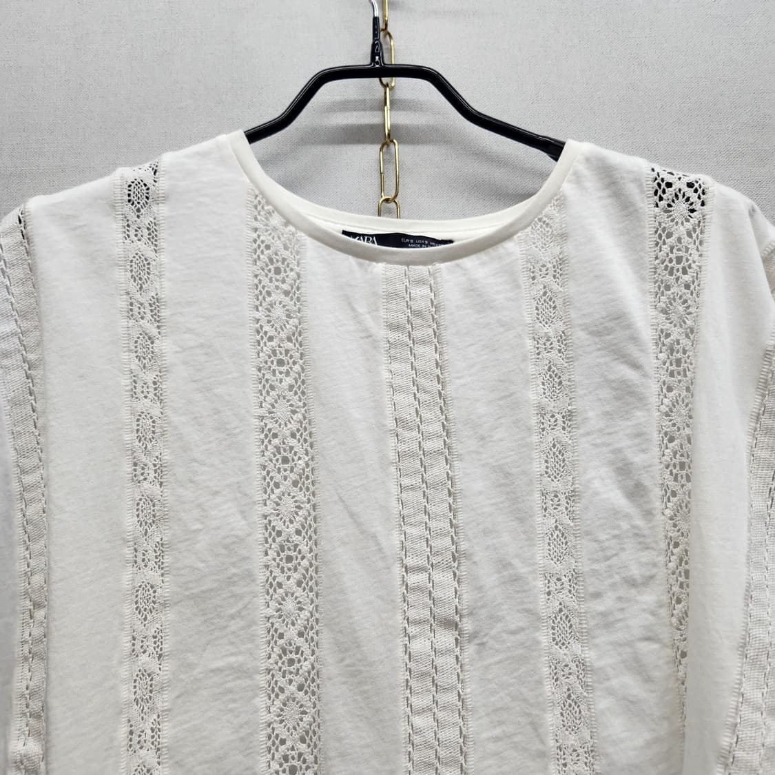 자라 ZARA 펀칭 자수 레이스 크롭 반소매 S(M) 상품이미지2