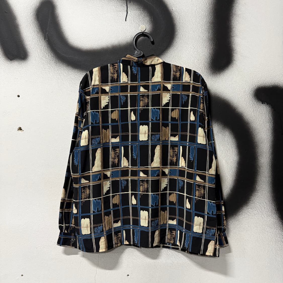 VTG 빈티지 체크 그리스 아트 풀 패턴 원포켓 크롭 긴팔 셔츠 상품이미지2