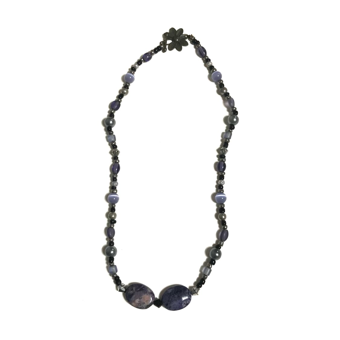 일본 빈티지 모리걸 하구미 자수정 원석 꽃 비즈 목걸이 갸루 y2k 상품이미지2