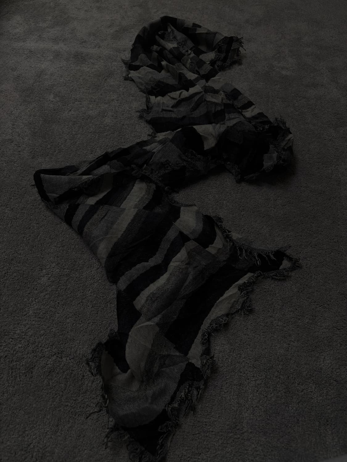 Vintage v-kei punk mood stripe scarf 상품이미지1