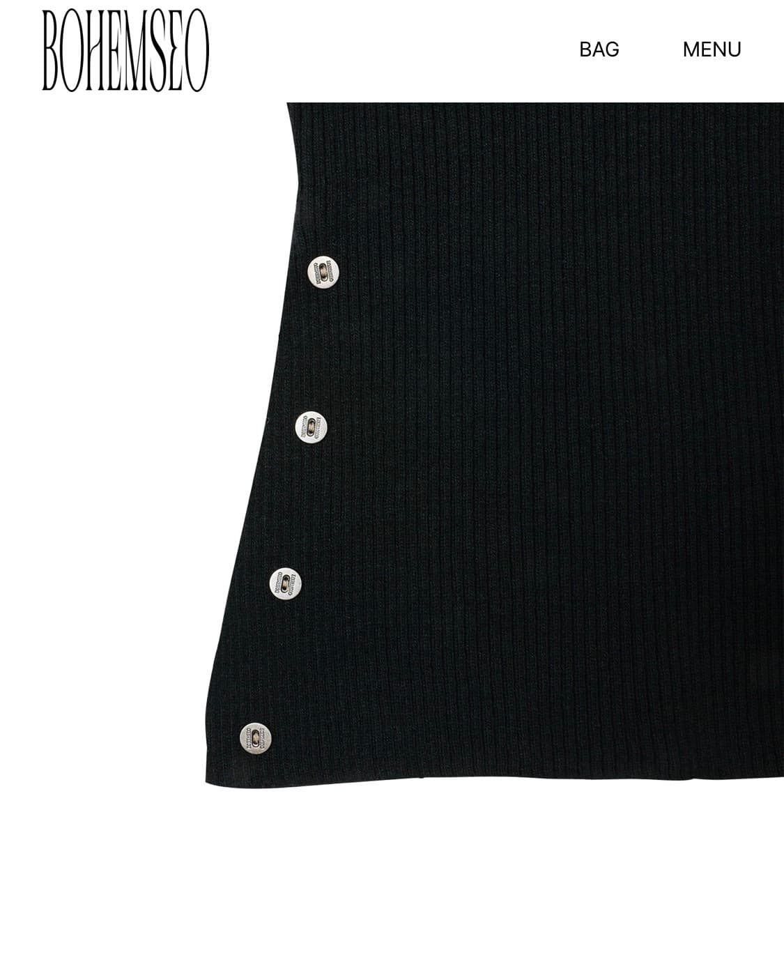 보헤미안서울 버튼 브이넥 슬릿 니트 블랙 상품이미지7