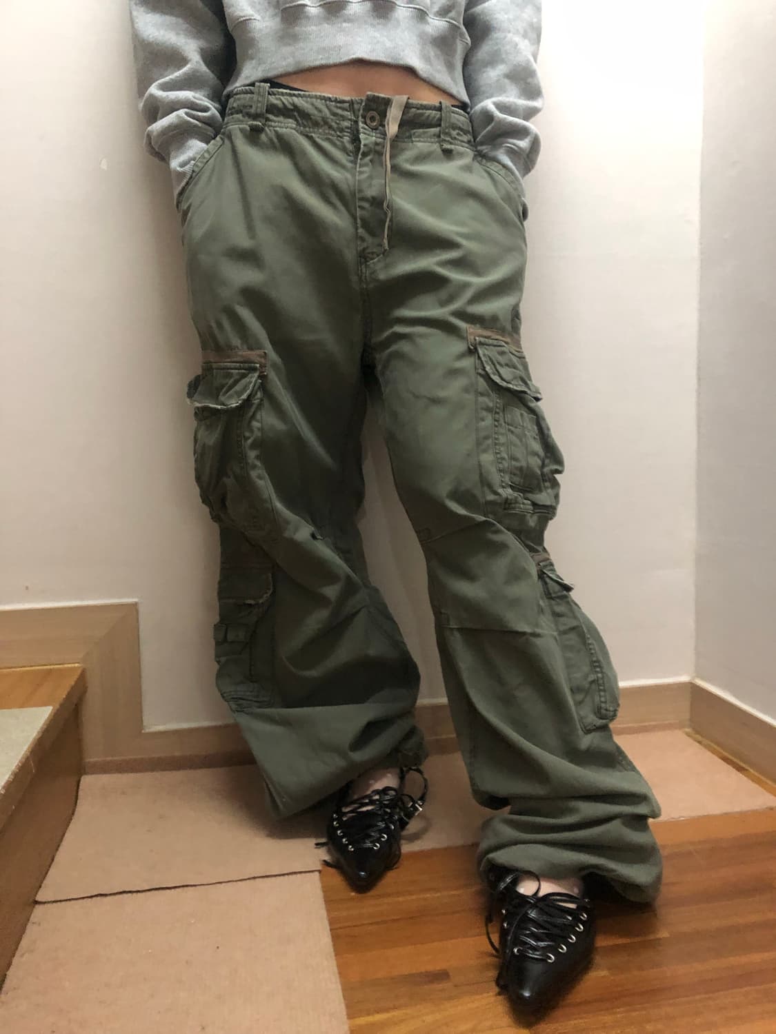 빈티지 카키 카고 팬츠 상품이미지3