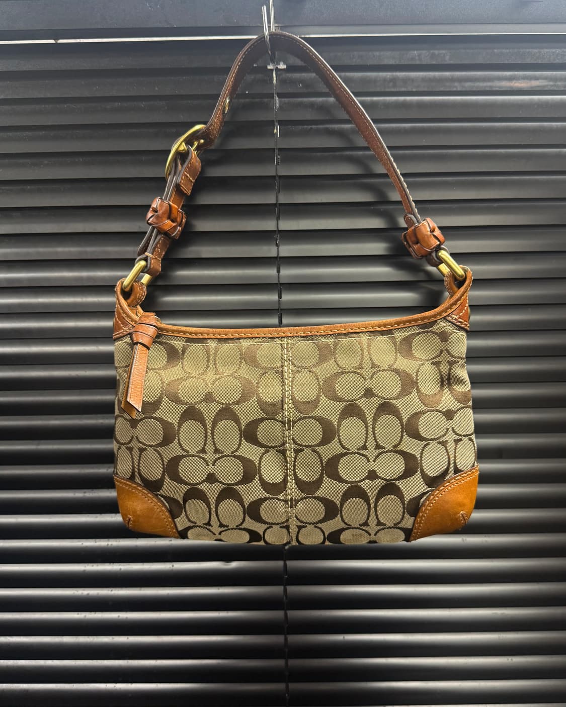 코치 버클백 숄더백 토드백 미니백 카멜 로고 가죽 웨스턴 에스닉 브라운  상품이미지3