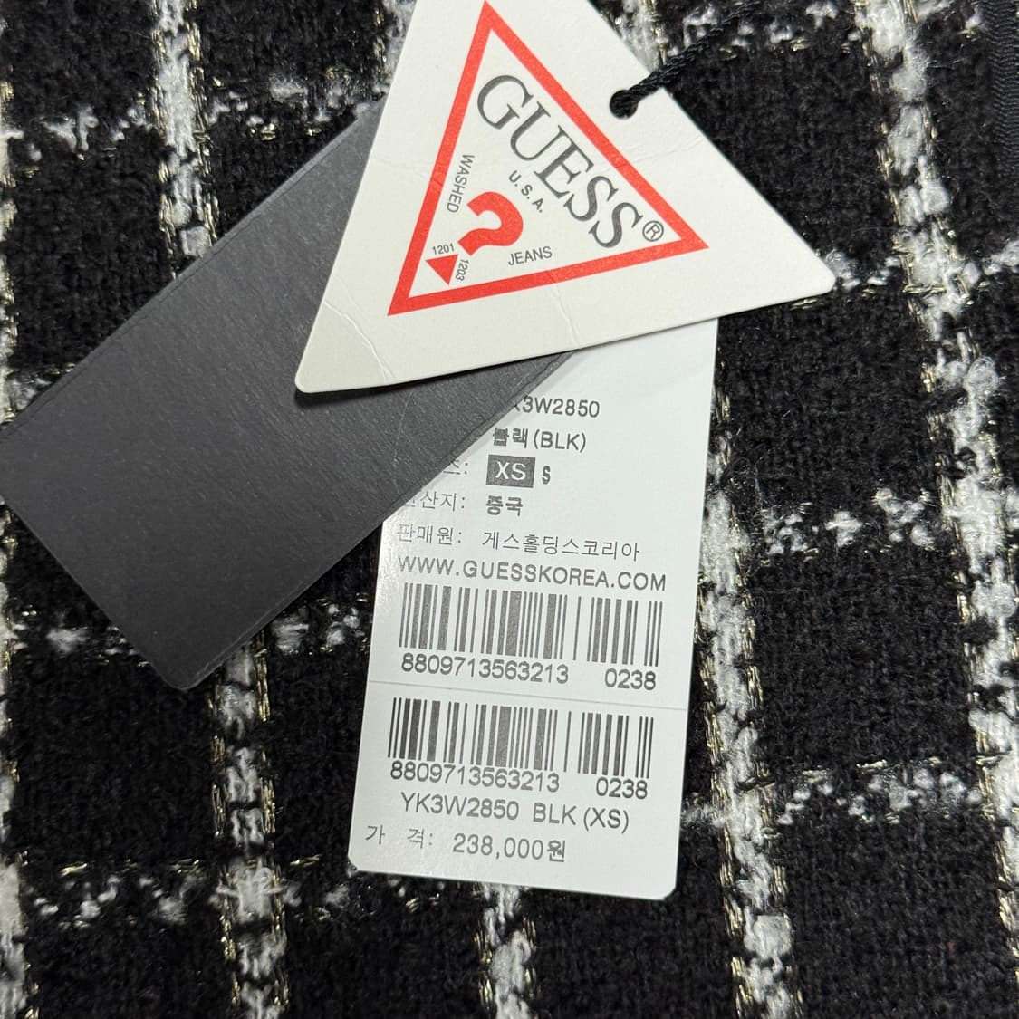 새상품 게스 아가일 패턴 트위드 집업 블루종 자켓 상품이미지7