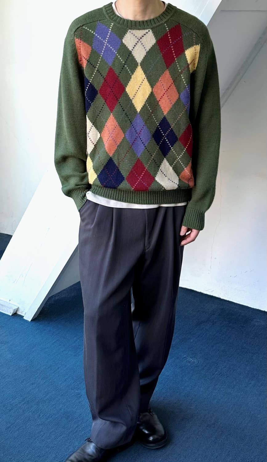 Dry wool argyle pattern knit P/O 상품이미지9