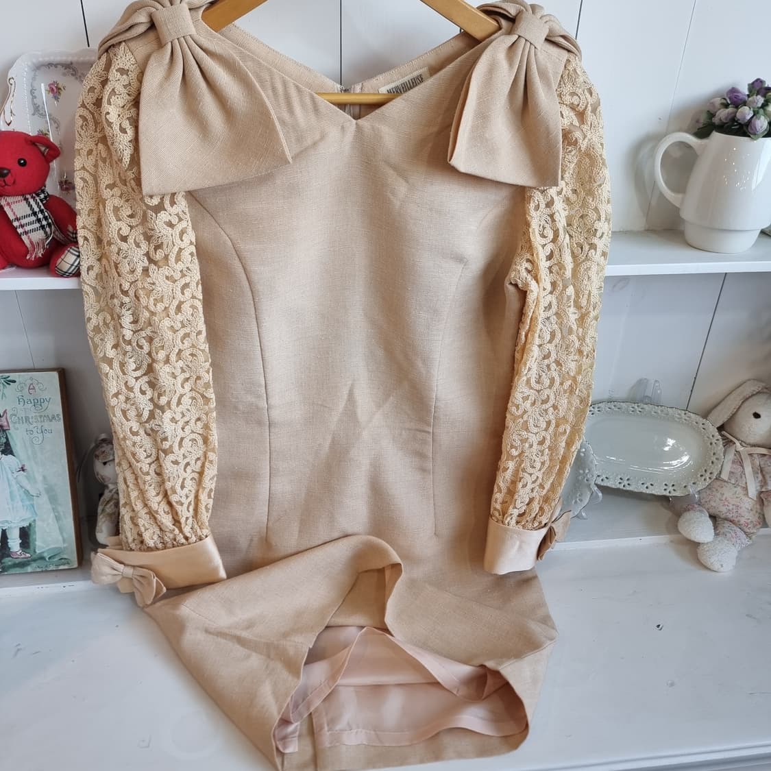 레이스 슬리브 리본 원피스 상품이미지6