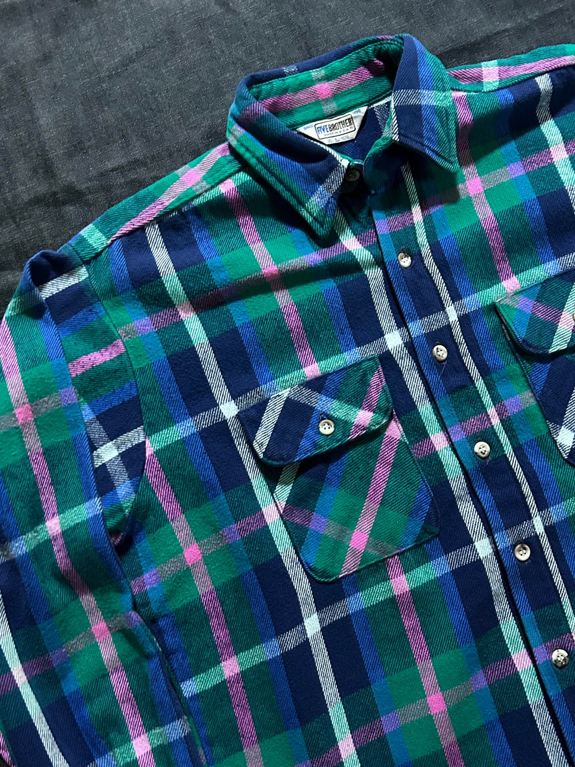 7~80s Five Brother 플란넬 체크 셔츠 Made in USA 상품이미지3