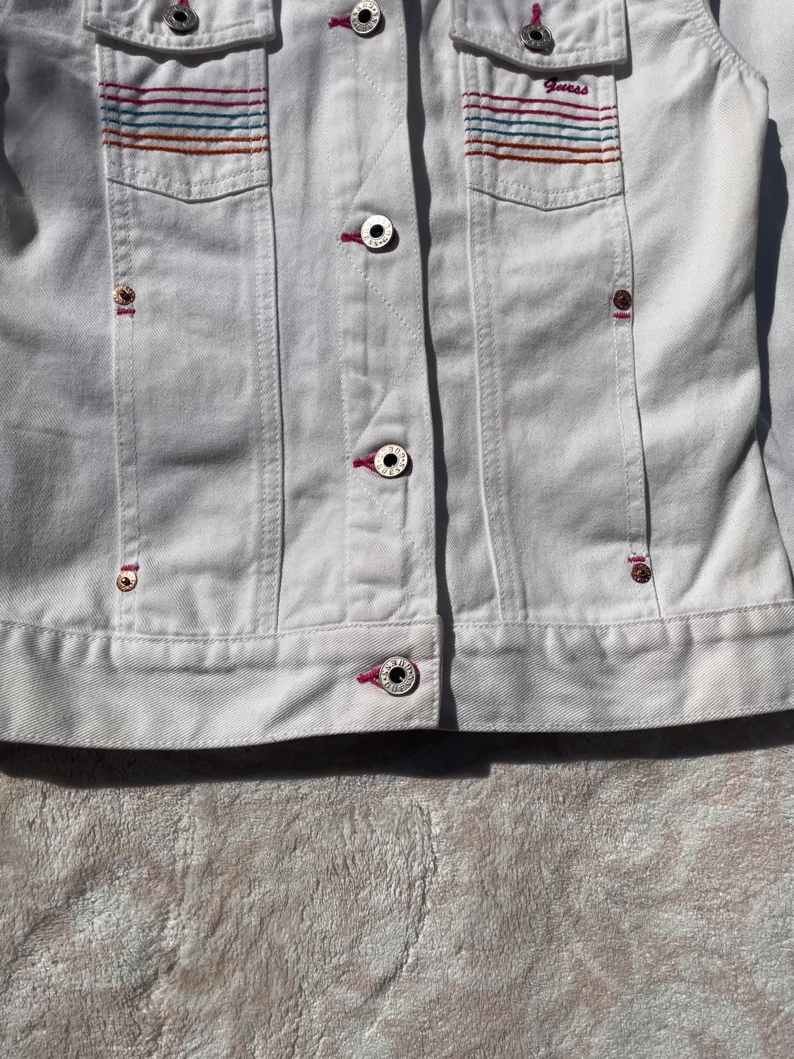 게스 히피 y2k 화이트 트러커자켓 상품이미지3