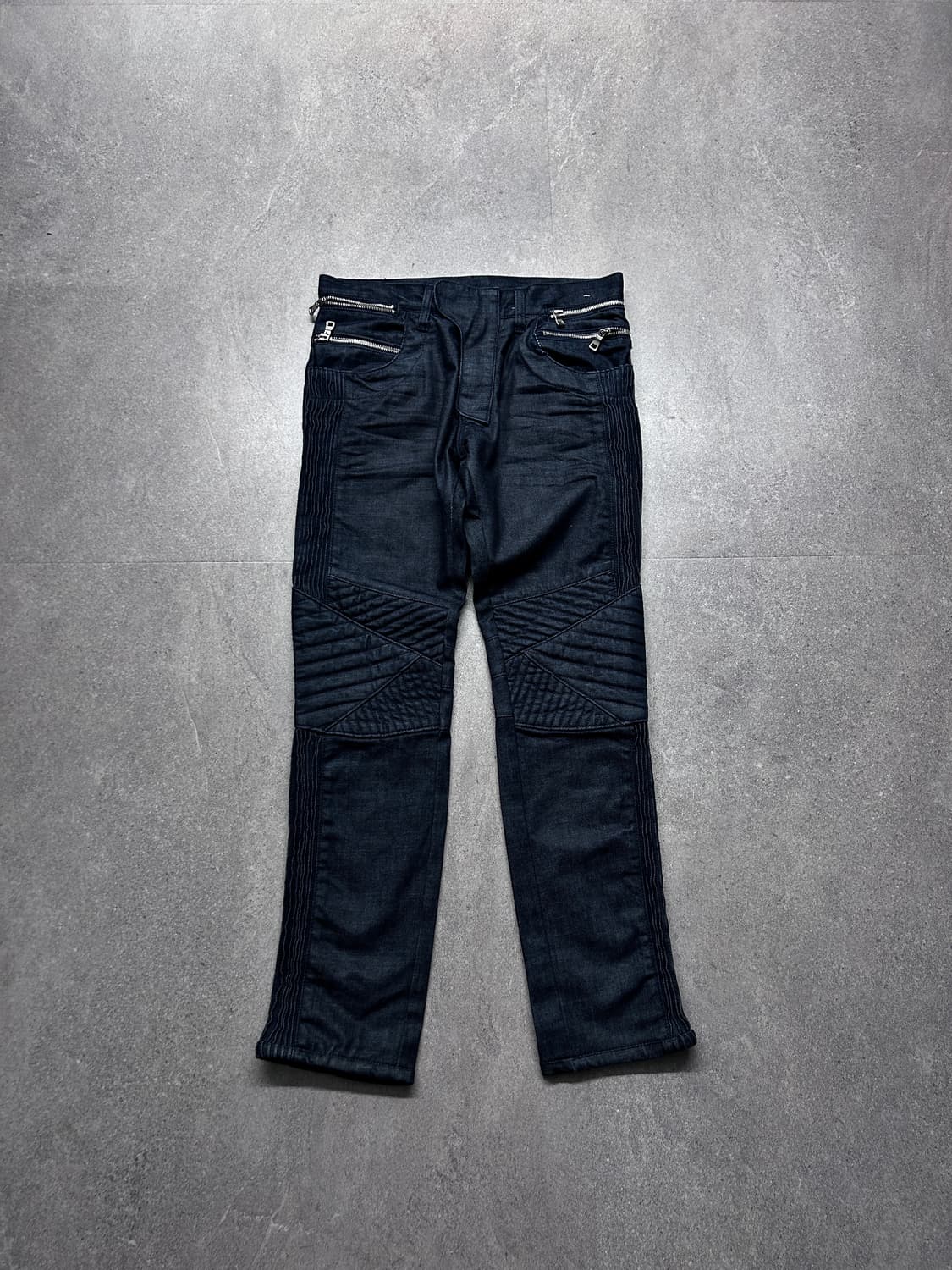 멀티 지퍼 퀼티드 바이커 데님 팬츠 상품이미지4