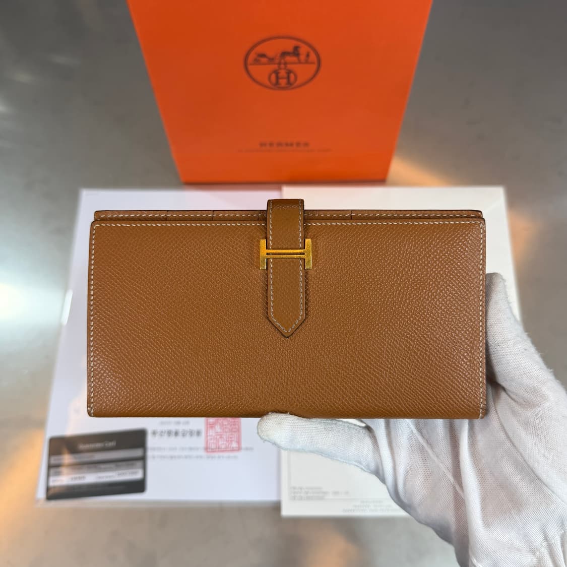 [리오브] 에르메스 베안 앱송 금장 하드웨어 골드 장지갑 상품이미지2