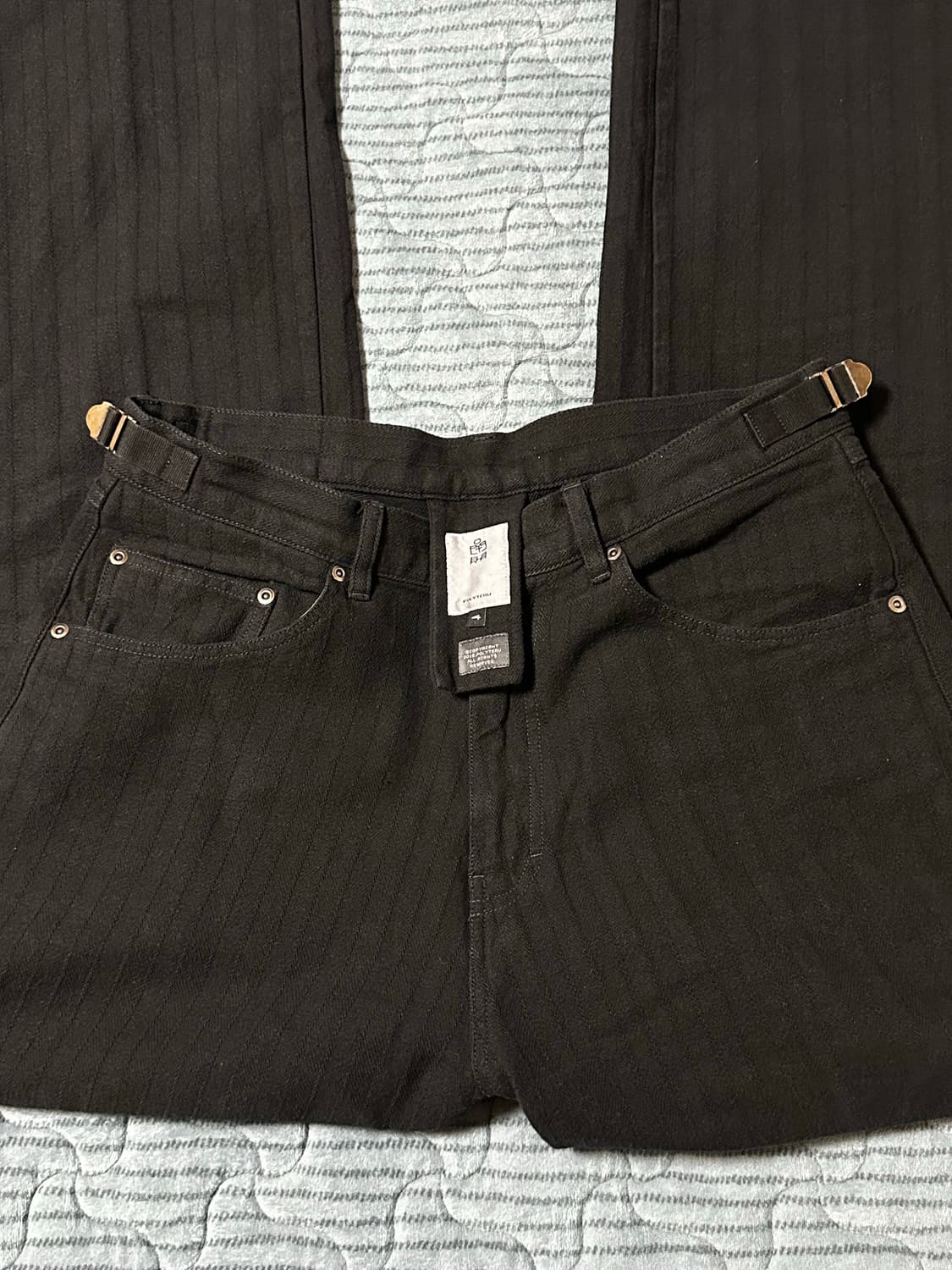 폴리테루 고시마 팬츠 스트라이프 블랙 상품이미지3