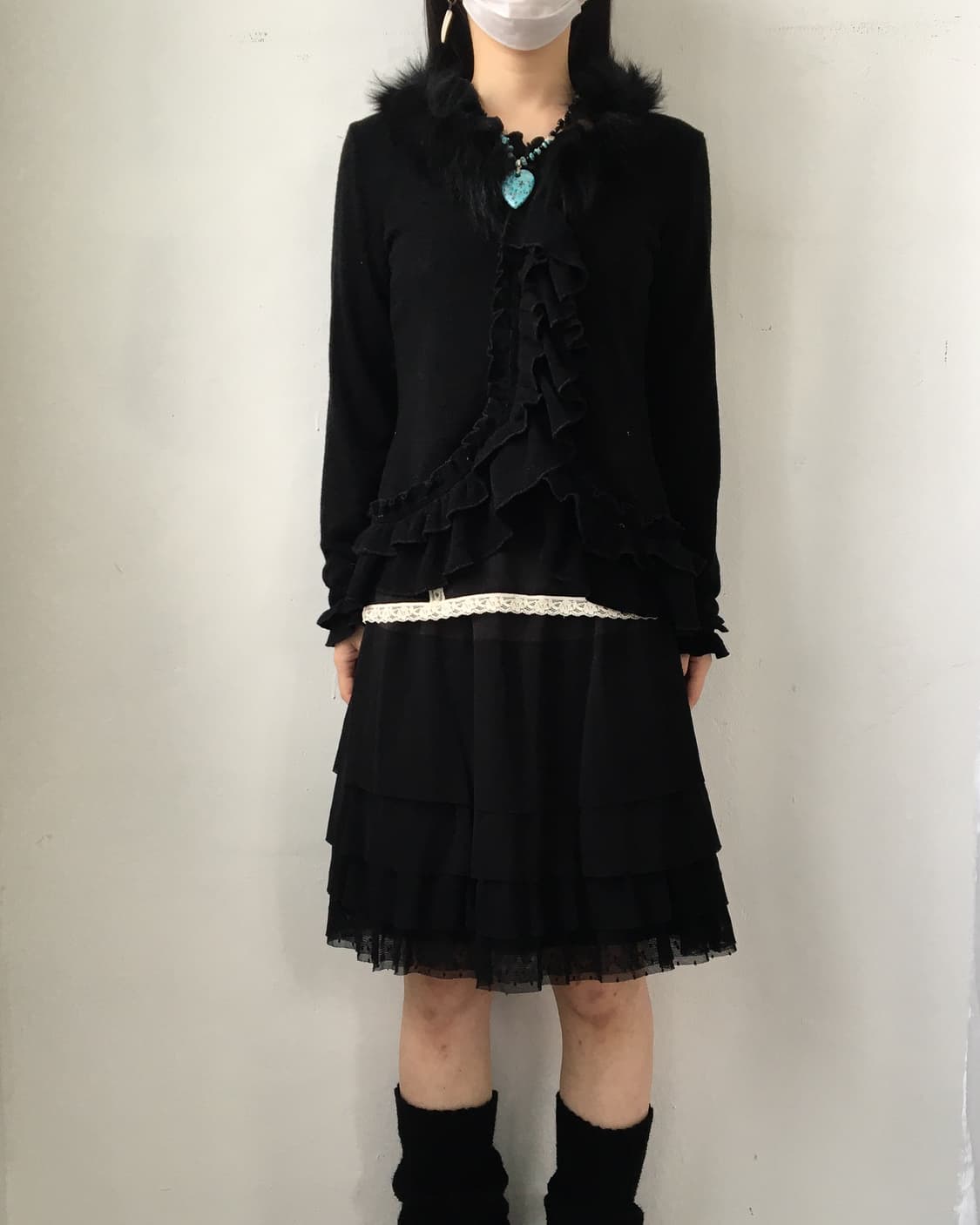Fake fur point ruffle knit 상품이미지6
