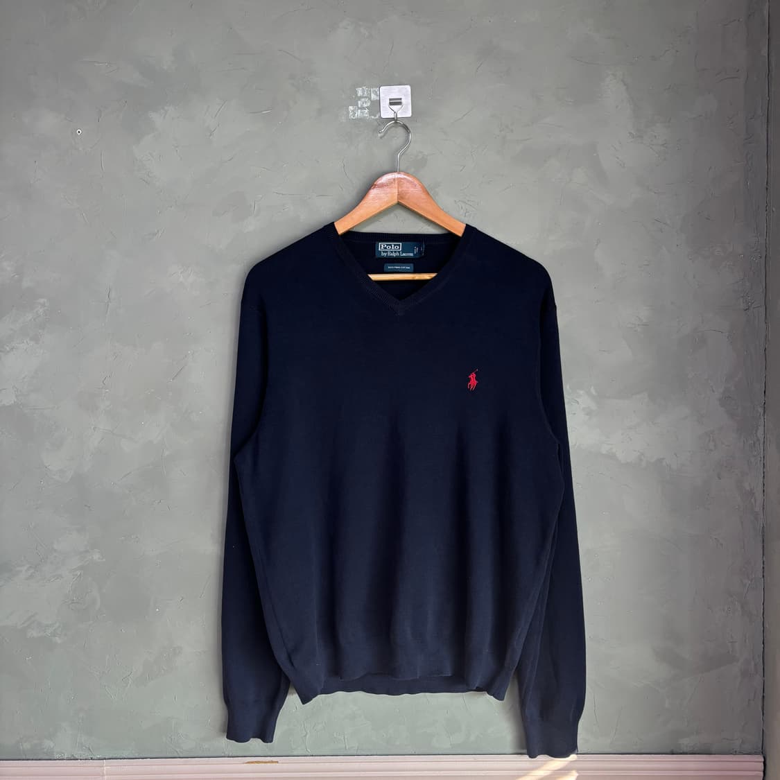 폴로 랄프로렌 피마코튼 브이넥 니트 네이비 상품이미지1
