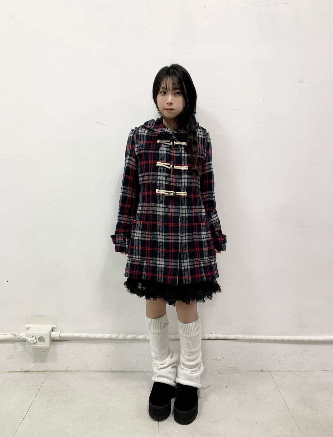 [ROYAL PARTY] 아무깔 범생이st 체크 떡볶이 코트 상품이미지2