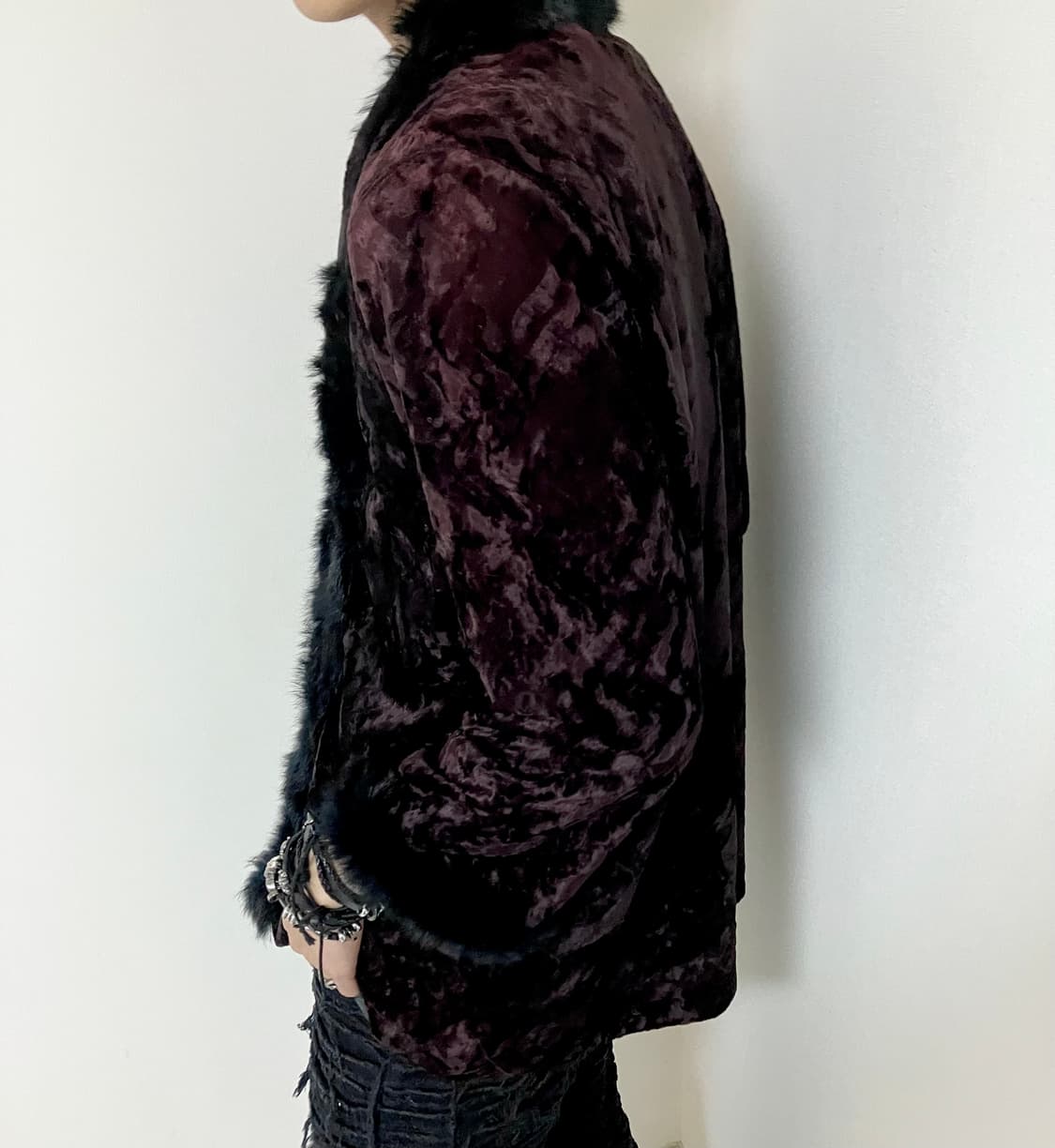 Burgundy black Fur jacket 상품이미지3