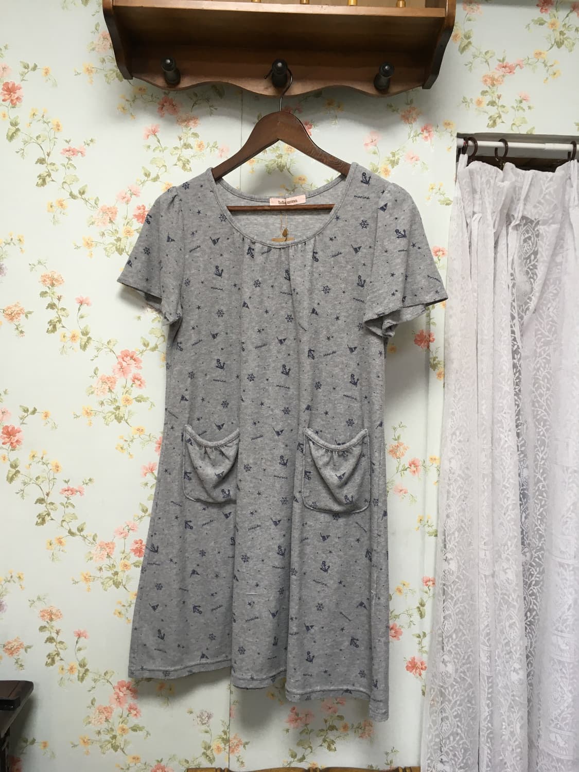 포켓 셔링 반팔 레이어드 원피스 상품이미지1