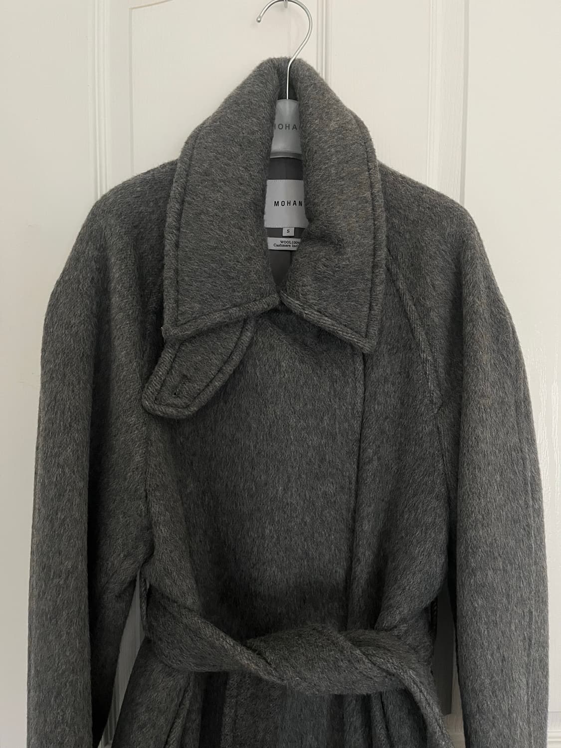 *해외출국으로 판매중단예정* 모한 카멜소재 더블 코트 그레이 상품이미지7