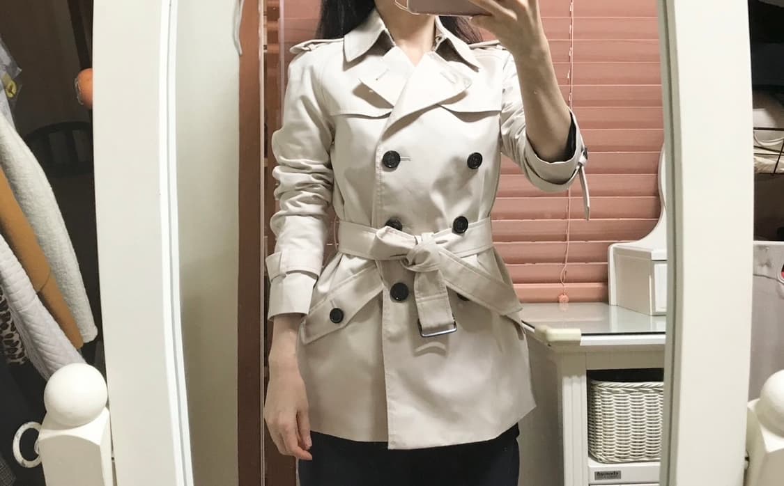  코치ㅡ 연베이지 더블 트렌치 하프 55/새거수준 상품이미지1