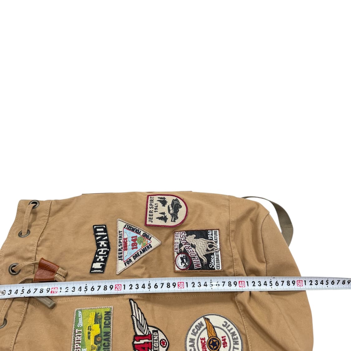 JEEP 지프 빈티지 멀티패치 드로우 스트링 복조리 백팩 가방 베이지 상품이미지5