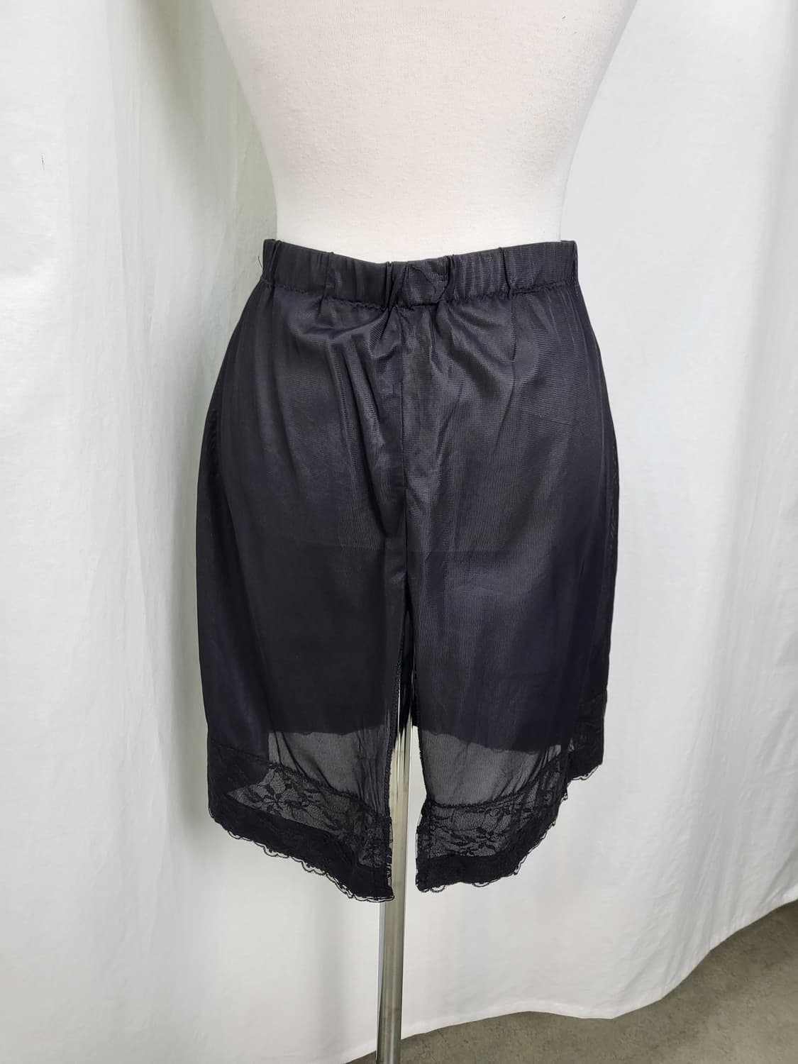 빈티지 딥 블랙 란제리 숏 슬립 스커트 상품이미지3