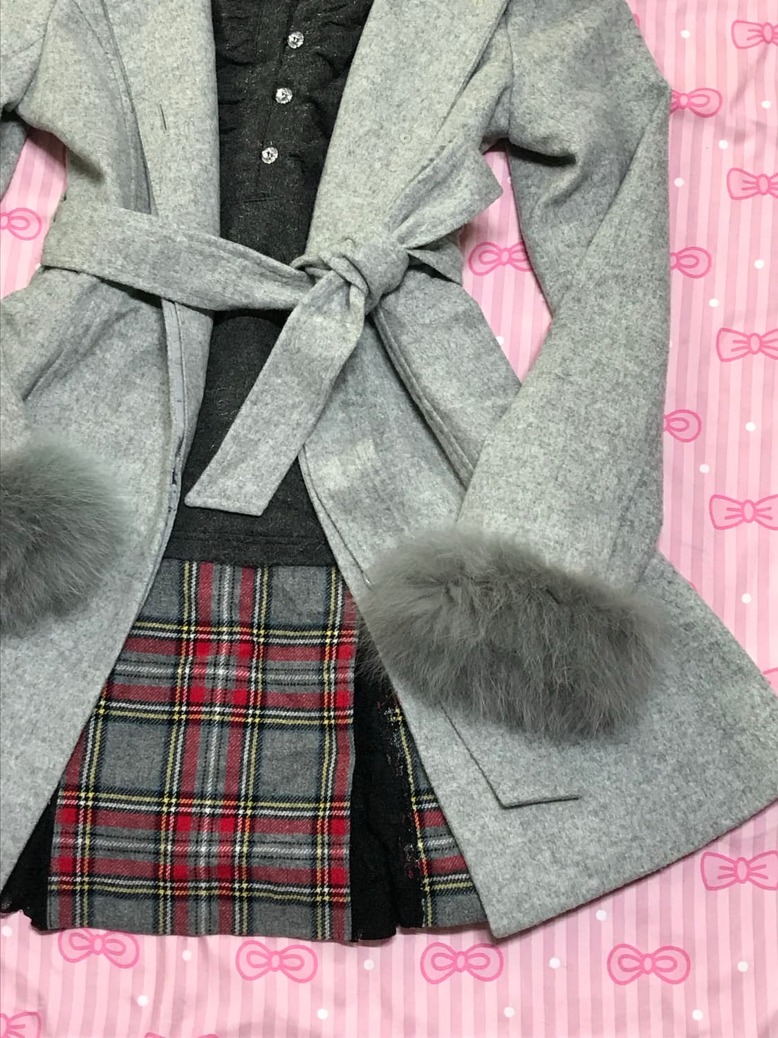 그레이 퍼 코트 갸루 상품이미지4