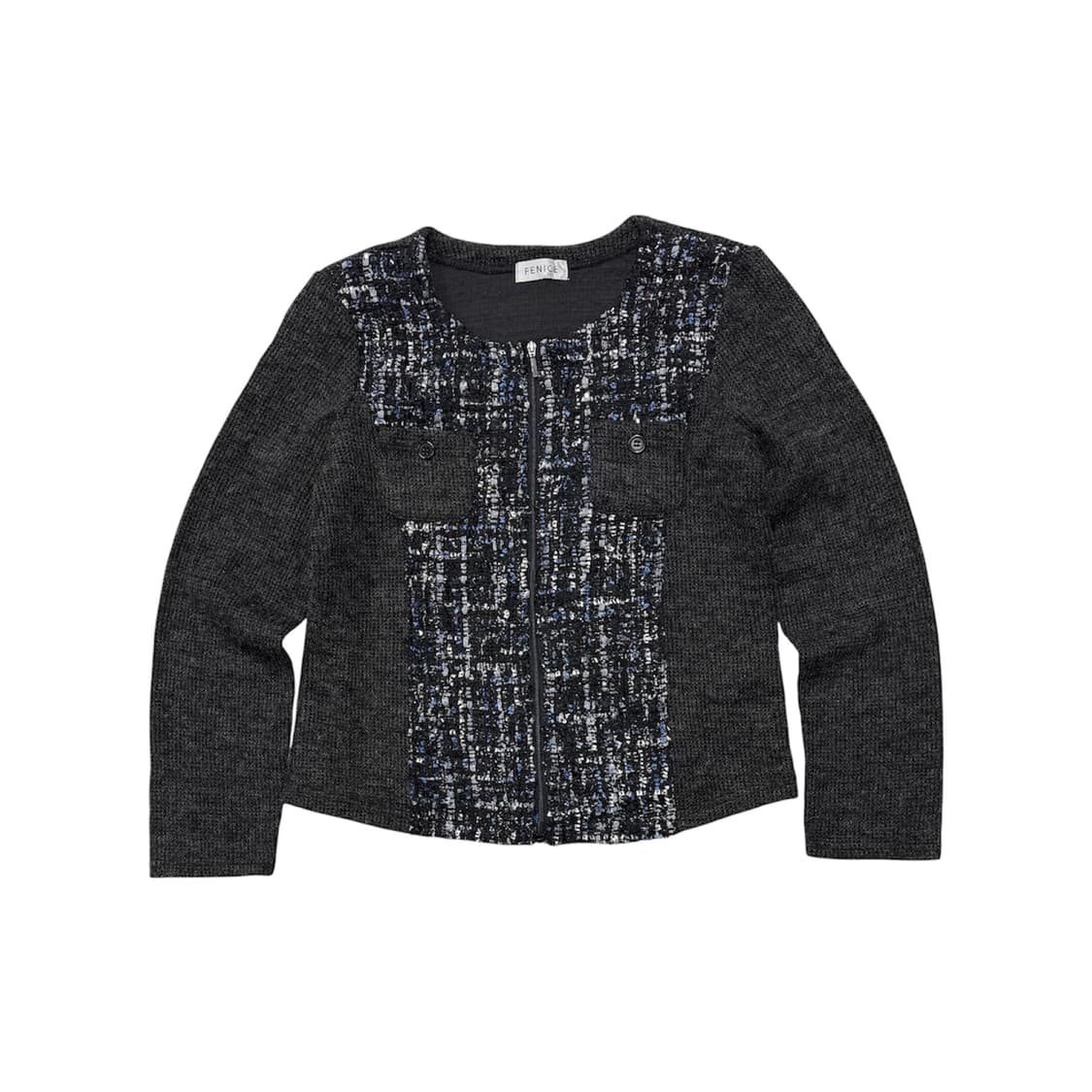 Tweed panel knit zip jacket 상품이미지1