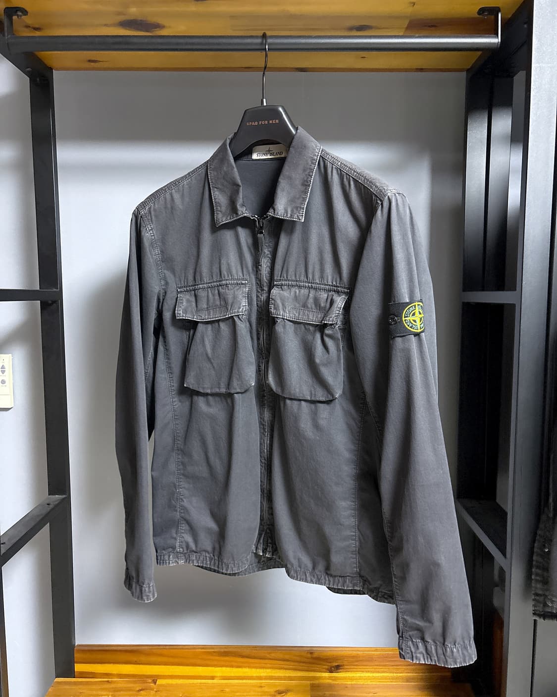 22ss 스톤 아일랜드 올드이펙트 오버셔츠 스틸 그레이 L 상품이미지4
