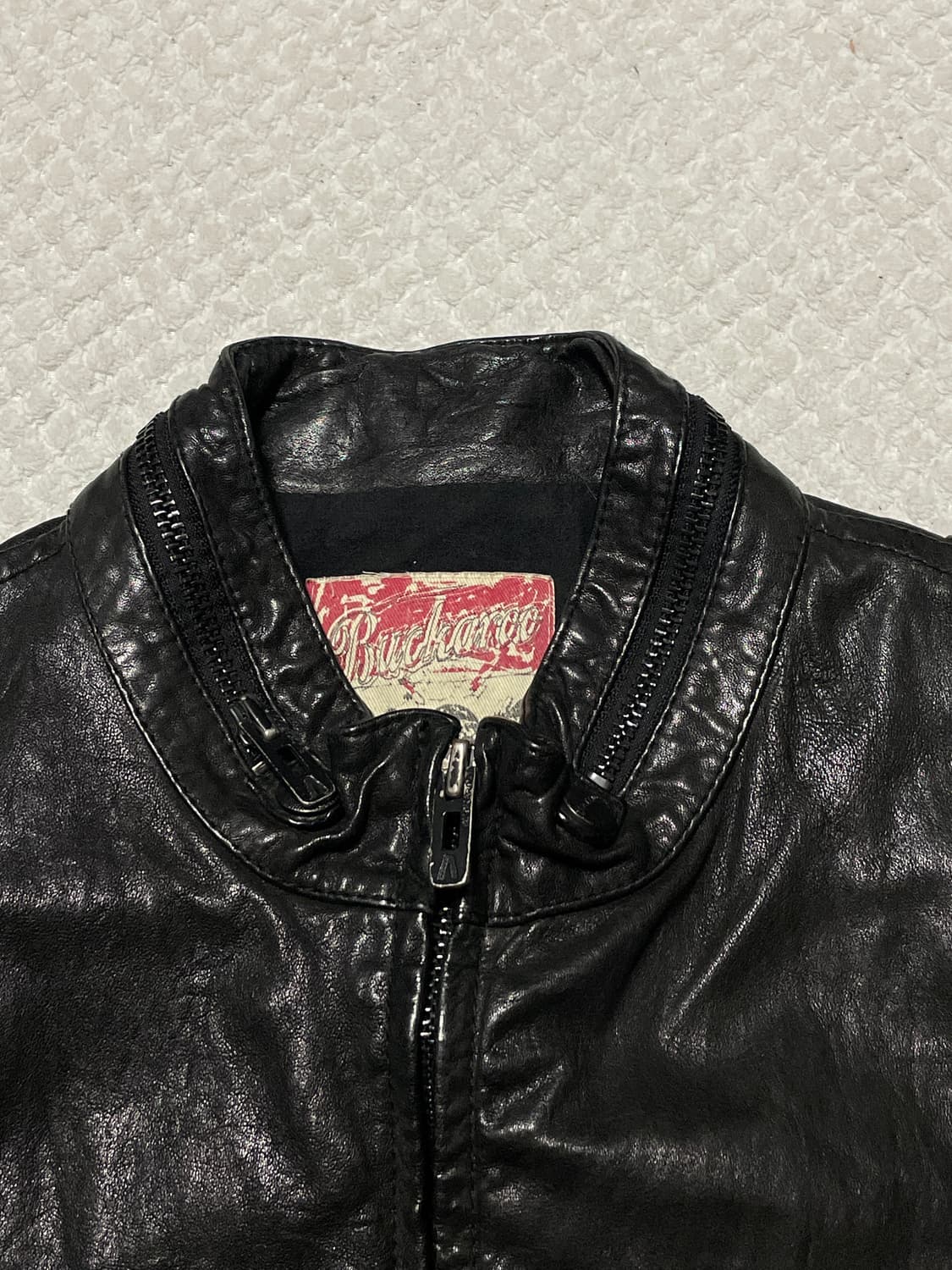 BUCKAROO 웨스턴 무드 램스킨 양가죽 절개 포켓 레더 자켓 상품이미지5