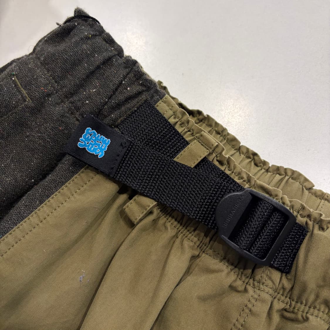 [L] 예스아이씨 배색 울 카키 와이드 팬츠 바지 D861 상품이미지5