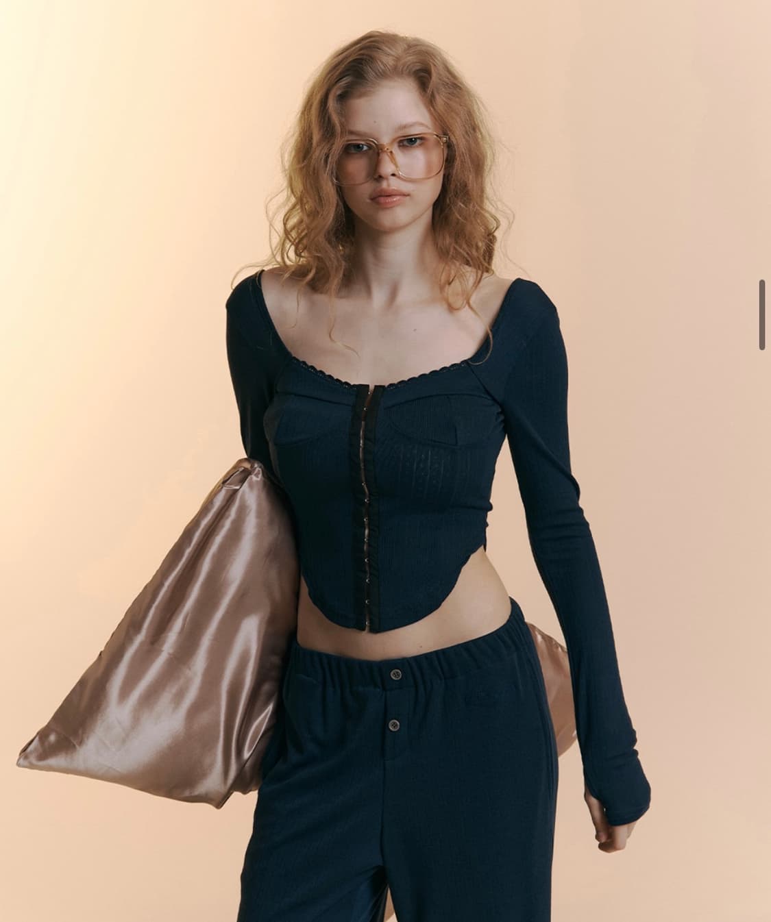 플리즈노팔로우 Joan Corset Long Sleeve Top 네이비 상품이미지3