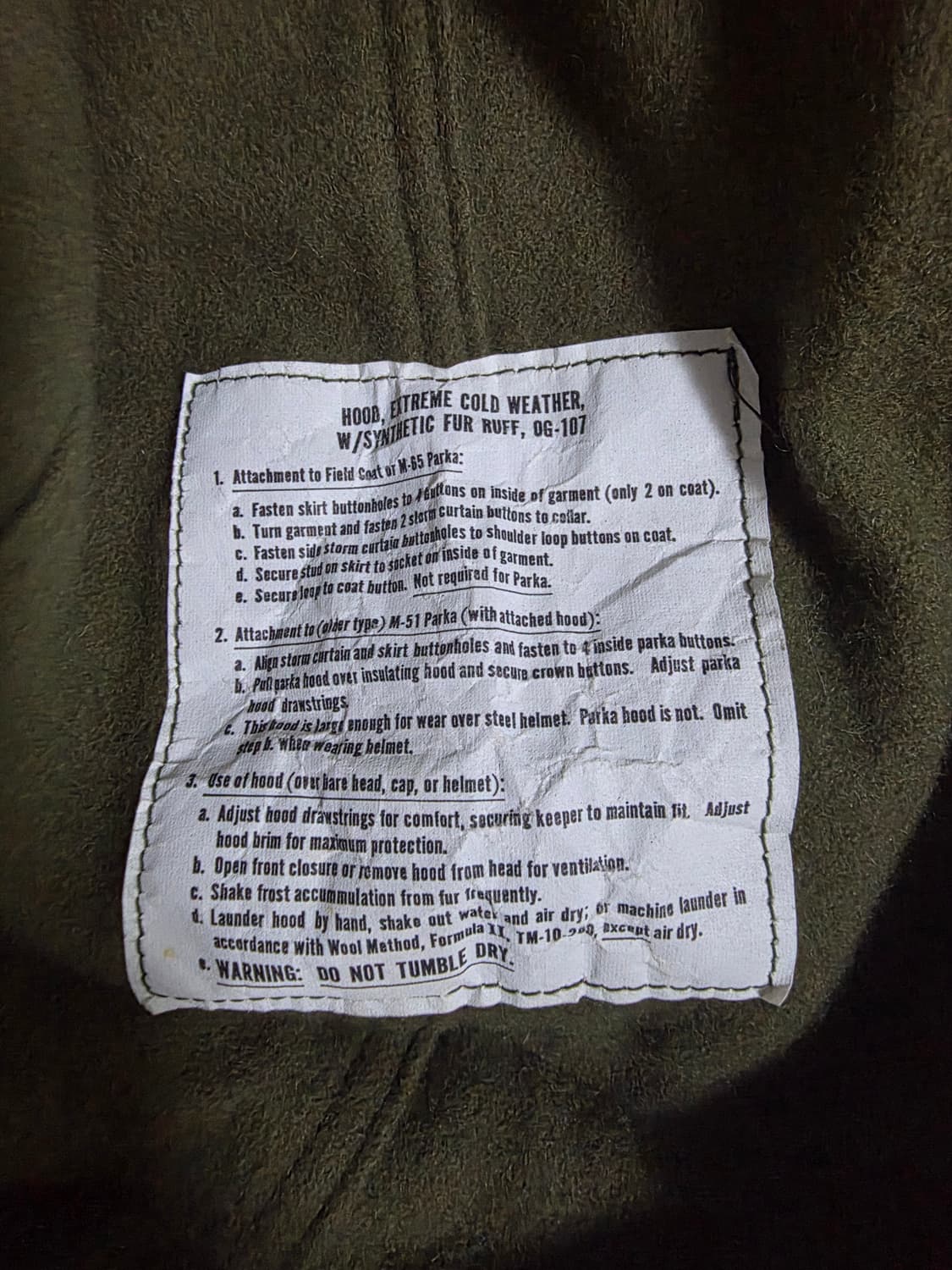 미군 M65  피쉬테일 OG XS사이즈 데드스탁급 팝니다. 상품이미지8