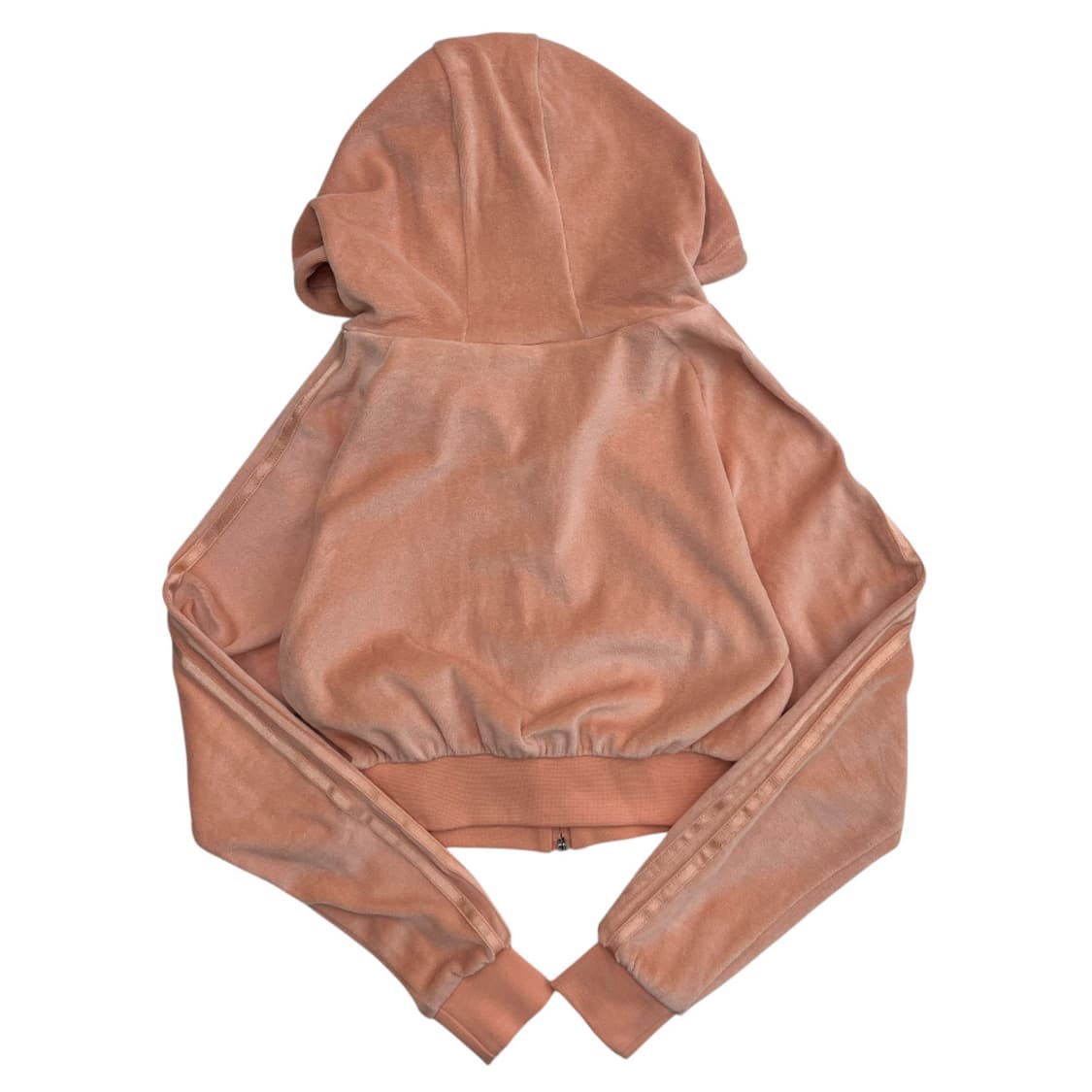 아디다스 미니로고 코랄 벨벳 크롭 후드집업 XS 상품이미지4