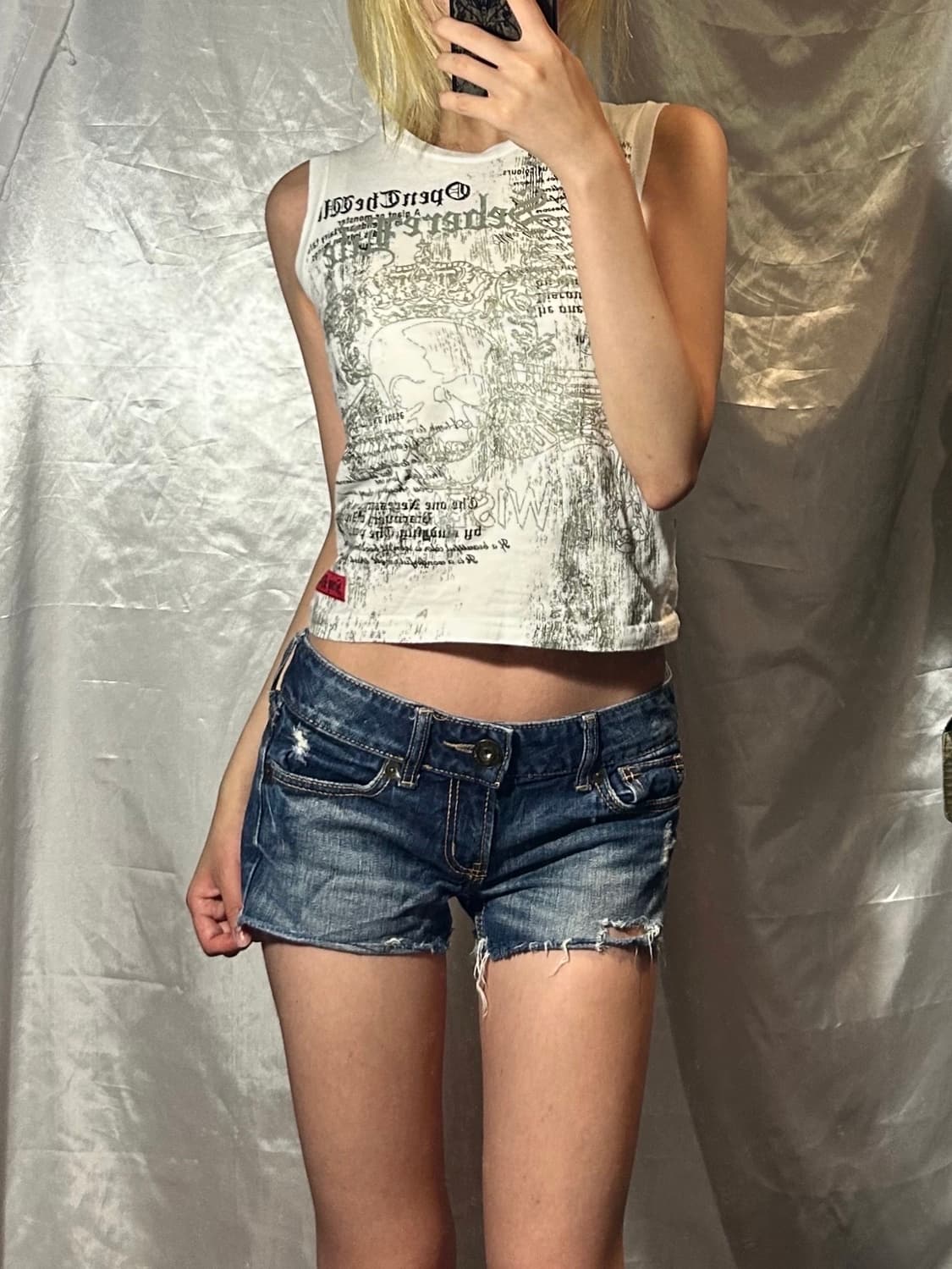 punk glitter detailed y2k sleeveless 상품이미지1
