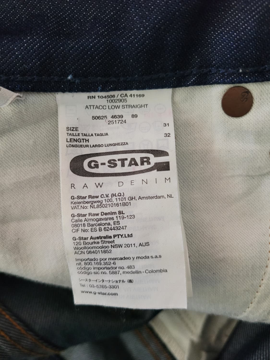 지스타로우 G star raw 어택로우스트레이트 진청워싱진 31사이즈 상품이미지6