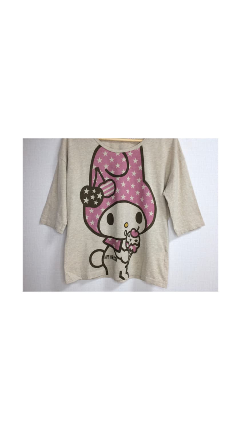 마이멜로디 x 유니클로 빅프린팅 7부소매 티셔츠 상품이미지2